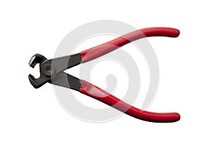 Close up of wire cutter on white background