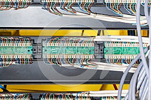 Close up of wiring in server