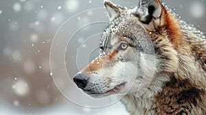 Close-Up of a Wolf in the Snow