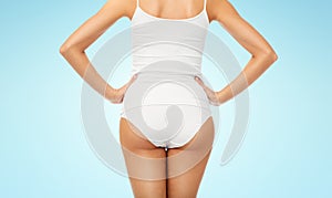 Close up of woman body in white underwear