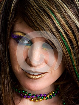 Close-Up Of Woman With Colorful Makeup