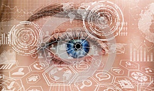 Close-up of woman digital eye 3D rendering