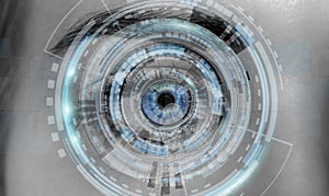 Close-up of woman digital eye 3D rendering