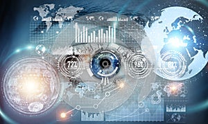 Close-up of woman digital eye 3D rendering