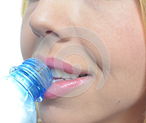 Close up of woman drinking water