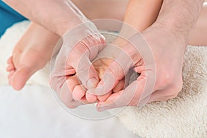 Close-up of woman foot receiving massage Treatment from a therapist