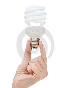 Close up of woman hand holding light bulb