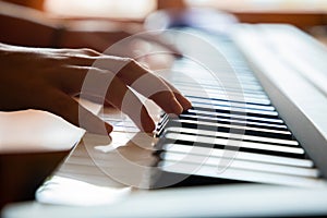 Close up of woman hands playing the piano, The Pianist