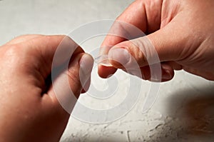 Close up of woman hands, Preparation for express HIV self test