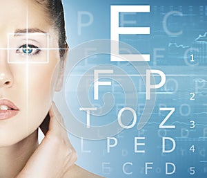 Close-up of a woman with a laser optometry photo