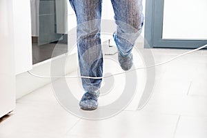 Woman legs stumbling photo