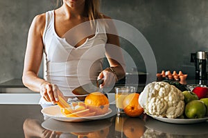 Close-up woman preparing a vegetarian breakfast