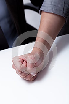 Close-up of woman's decided hand