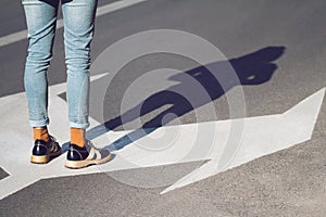 Close up of woman shoes standing on the street photo
