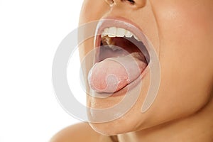 Woman showing her tongue