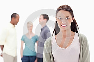 Close-up of a woman smiling with friends