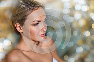 Close up of woman in swimsuit at swimming pool