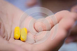 Close up of woman taking in pill, Medicine, health care