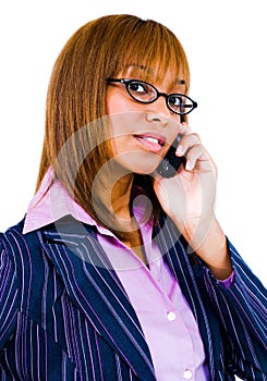 Close-up of woman talking on phone