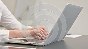 Close up of Woman Typing on Laptop