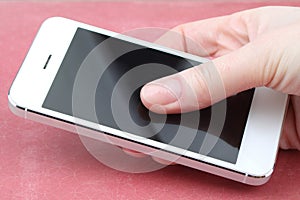 Close up of a woman using mobile smart phone