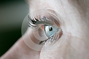 Close up on a womans eye when its open