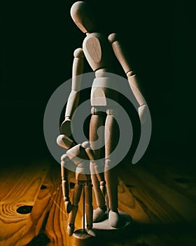 Close-up wood figurine photo photo
