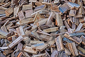 Close up of wood piled up prior to use as fuel