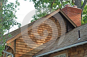 Close Up of Wood Shingles On Second Story