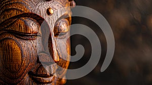 Close Up of a Wooden Buddha Statue