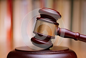 Close up Wooden Law Gavel on the Table