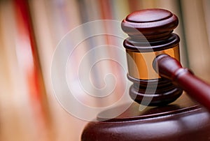 Close up Wooden Law Gavel on the Table