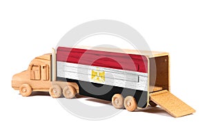 Close-up of a wooden toy truck