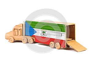 Close-up of a wooden toy truck