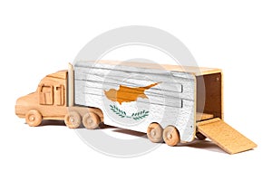 Close-up of a wooden toy truck