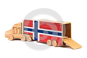 Close-up of a wooden toy truck