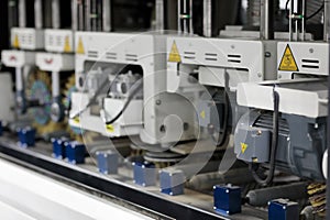 close up of woodworking brush sander machine