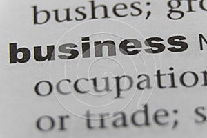 Close up of word Business