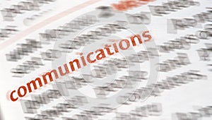 Close-up of the word Communication