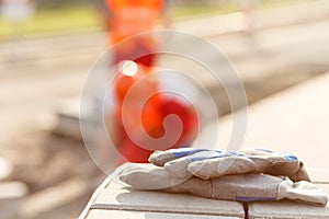 Close-up of work gloves