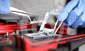 Delicate work of technician