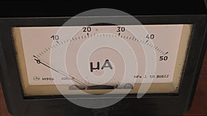 Close up of working ammeter