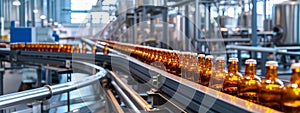 close-up of the workshop for the production of glass bottles