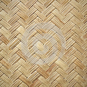 Close up woven bamboo pattern background texture.