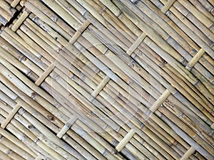 Close-up of a woven bamboo texture, forming a natural, rustic pattern. Ideal for backgrounds traditional craftsmanship photo