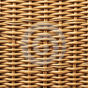 Close-up of a woven wicker pattern featuring light brown strands. The weaving