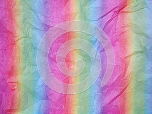 Close-up wrinkled rainbow colored paper