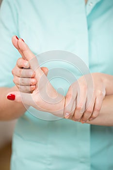 Close-up of wrist exercise
