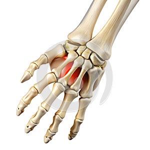 Close-up of lunate bone alignment in wrist joint x-ray photo