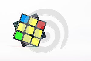 Close-up of 3x3 Rubik`s cube